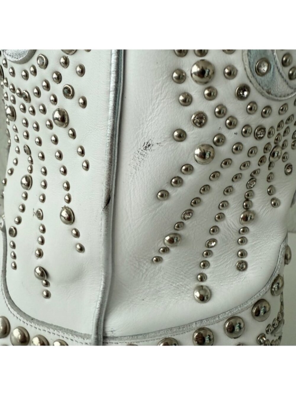 Lane SOLSTICE White Cowboy Boots Embellished Western Cowgirl Tall Snip Toe 11 - Picture 6 of 16